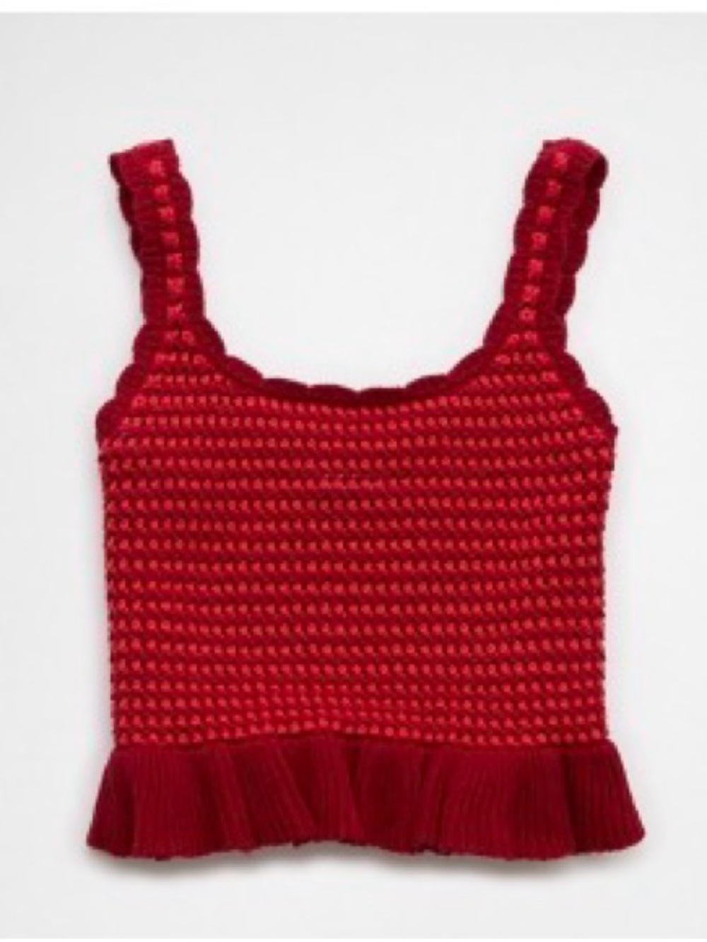 American Eagle Outfitters Red Crochet Ruffle Tank